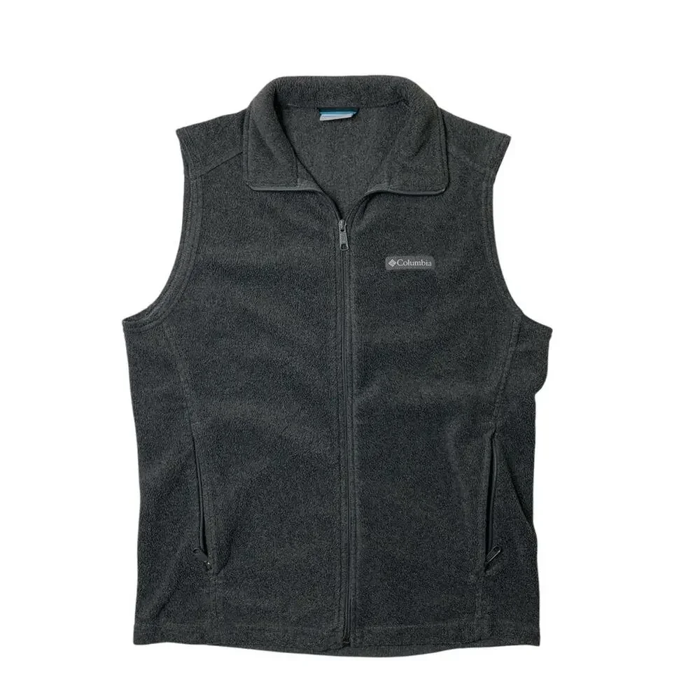 Columbia Vest Mens S Small Graphite Steens Mountain Fleece Mock Neck Full Zip